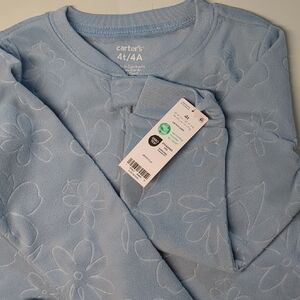 NWT Carter's 4T Light Blue Floral Fleece Pjs
